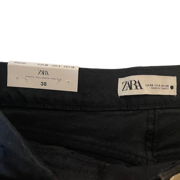 Zara The Slim Full Length Black Denim Jeans NWT Size 6 (38) - Picture 4 of 7